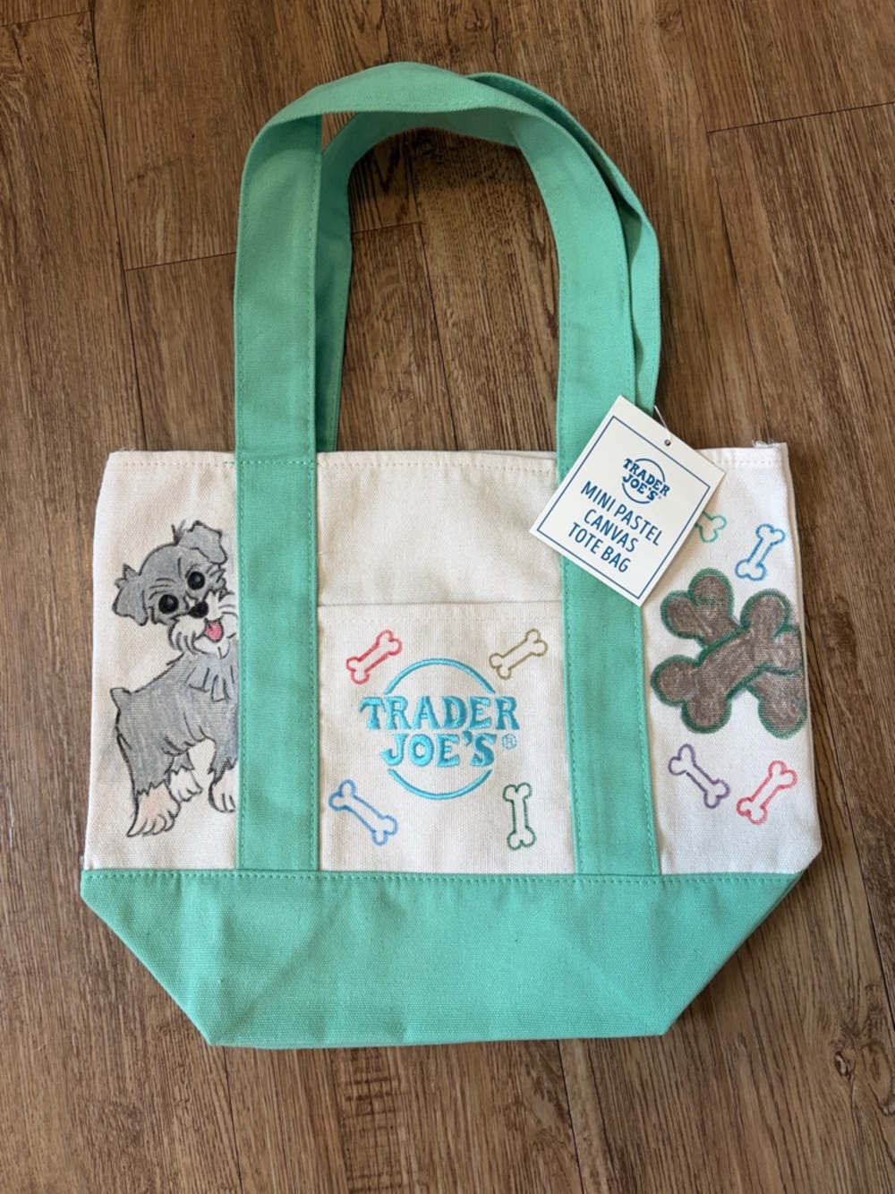 TRADER JOE’S Mini Canvas Tote Bag w/ Mini Schnauzer Painting by @sails66  13”x11